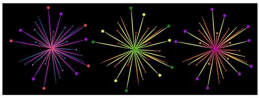fireworks elements, party fireworks, set of firework, sunburst. vector
