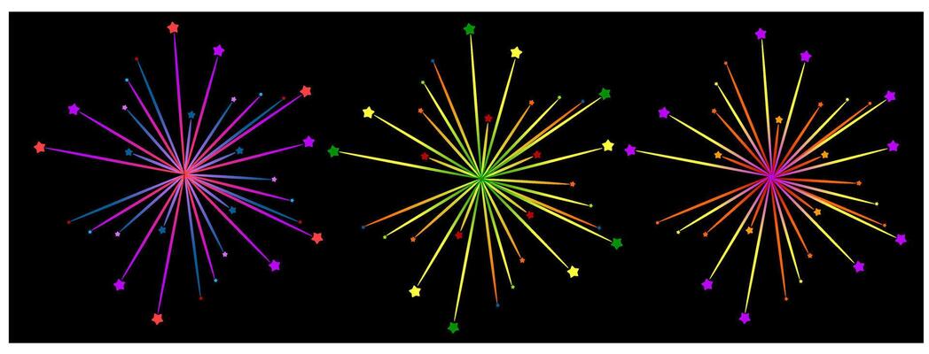 fireworks elements, party fireworks, set of firework, sunburst.