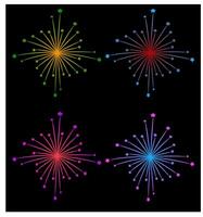 set of fireworks, new year firework, firework icon, party holiday. vector