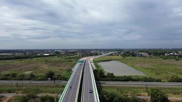 High angle view of community road and railway video