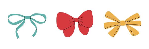 Decorative bowknot set in hand-drawn style vector