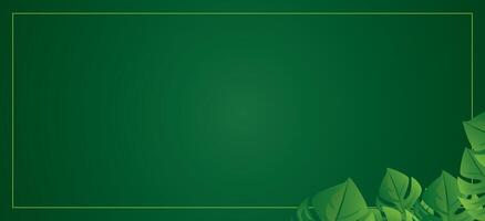 Green background with leaves and a square frame vector