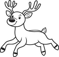 Reindeer jump clean simple linear outline black vector