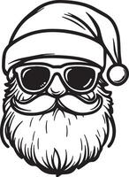 Hipster Santa Claus clean simple linear outline black vector