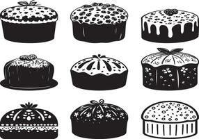 Collection of Panettone clean simple silhouette black vector