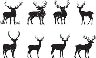 Collection of Deer clean simple silhouette black vector