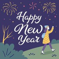 a man is taking a picture of a man taking a picture of fireworks. vector