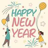 a picture of a happy new year with a happy new year on it. vector