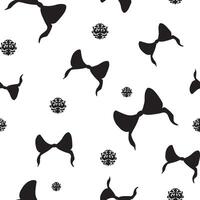 Bows from silk ribbons. Seamless pattern of cute tapes. graphic illustration. White and black. Romantic holiday endless ornament. Template for postcard, wallpaper, wrapping, fabric, Valentines. vector