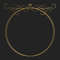 Decorative vintage round frame or border with copy space. Template for covers, invitations, menu. Gold layout on black background vector
