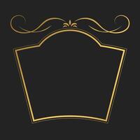 Decorative vintage frame, border with copy space. Luxury template for covers, invitations, menu. Gold layout on black background vector