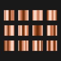 Bronze metallic gradient set. Copper template metal background. Glossy design for frames, banners, ribbons and labels. illustration on black background vector
