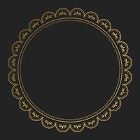 Decorative vintage round frame or border with copy space. Luxury template for covers, invitations, menu. Gold design on black background. vector