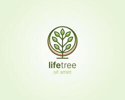 Simple tree line with circle logo vector