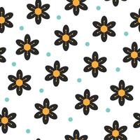 A black and yellow flower pattern on a white background vector