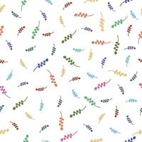 A pattern of colorful leaves and berries on a white background vector