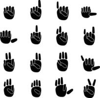 A set of black hand gestures on a white background vector