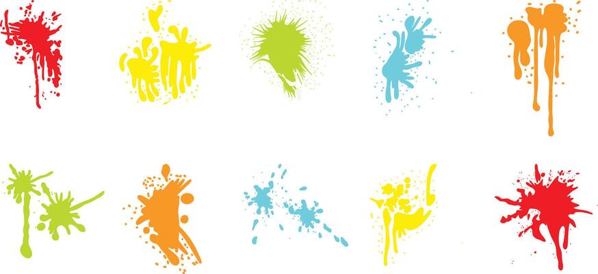 Paint splash colorful collection. Paint splatter illustration. Artistic ink splash