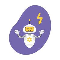 AI robot is angry. Artificial Intelligence character. Business and Education Concept. Isolated illustration. vector