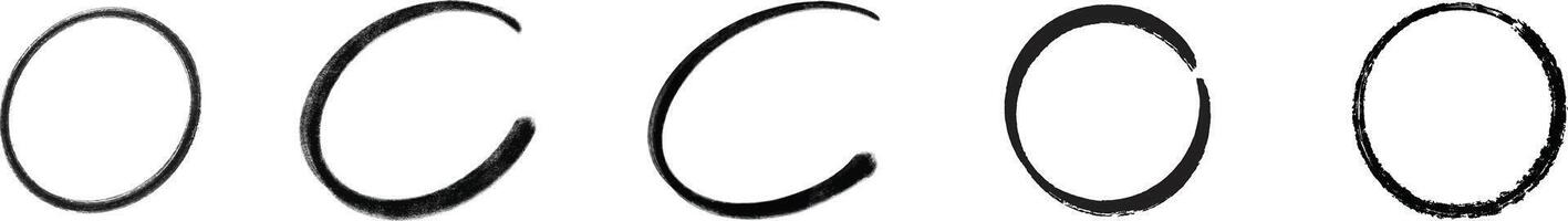 Grunge round shapes. Grunge circle brush border frame. Circle brush stroke vector