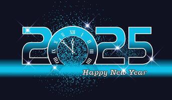 free happy new year 2025 design, Happy New Year 2025 blue Greeting template vector