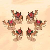 Isometric camel 360 angles with Saddle vector