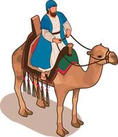 Isometric camel with companion riding camel vector