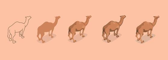 isometric pixel layout outline camels vector
