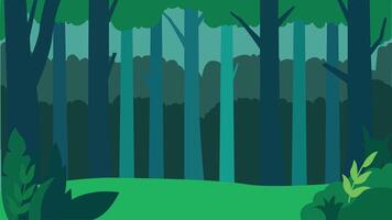 Flat Design Illustration of Nature View of Fresh Green Trees in Forest vector