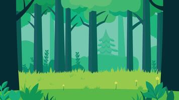 Flat Design Illustration of Nature Scenery of Fresh Green Trees in Forest vector
