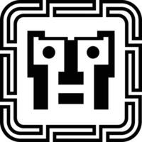 Digital cyber avatar icon. Computer technology, security, hacking print. Black and white face person stamp. 8-bit abstract cyber punk design symbol vector