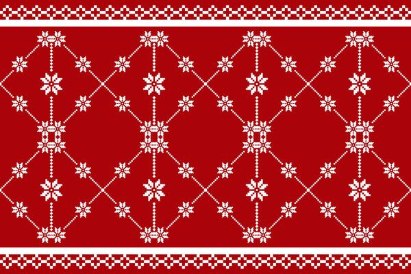 Christmas and New Year seamless pattern. White snowflakes on red pixel pattern