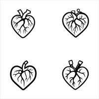 A black and white drawing of a heart with the word heart on it vector