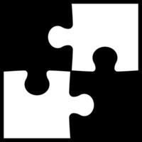 black and white puzzle in a black square without background vector