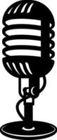 black silhouette of retro microphone without background vector