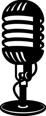 black silhouette of retro microphone without background