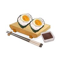 egg onigiri with soy sauce vector