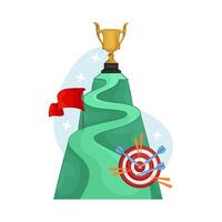 winding road with a trophy in front of it vector