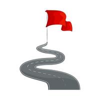 illustration of winding road with flags in front vector