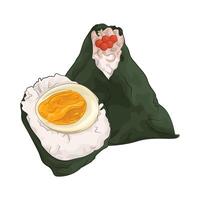 egg onigiri and salmon onigiri vector