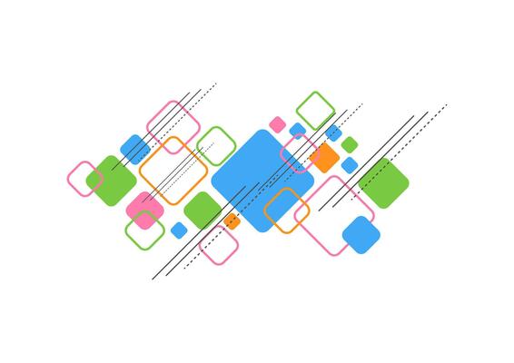 Vibrant abstract with colorful geometric square shape isolated on a white background.