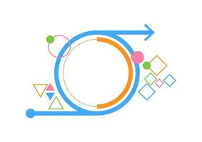 Geometric of a colorful modern circle border isolated on a white bac vector