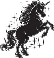 Elegant Unicorn Outline with Floral Elements vector