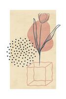A drawing of a flower in a vase with dots vector