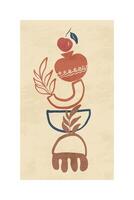 A poster with a fruit and a leaf on top vector