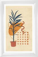 A framed art print with a plant in a pot vector