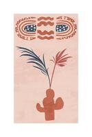 A poster with a cactus and a flag vector