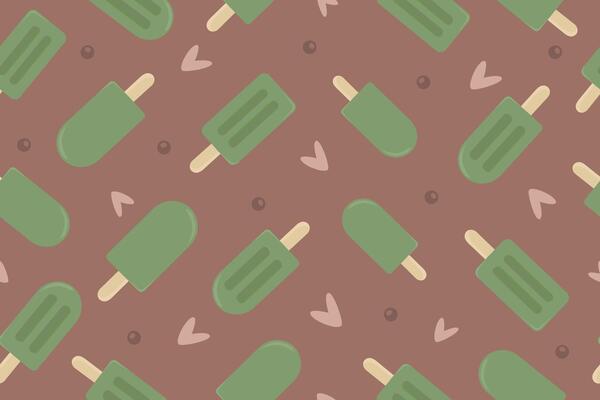 Matcha ice cream seamless pattern on mocha mousse background.