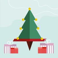 a christmas tree with presents under it vector