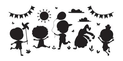Silhouette Drawing Of Cartoon Characters vector